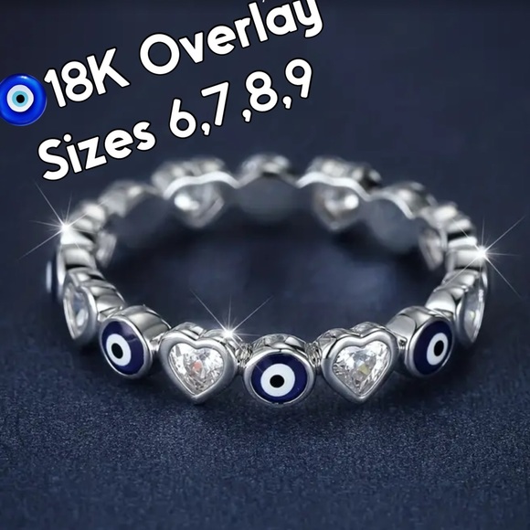 🧿Ring Evil Eye and CZ’s 18K plated - Picture 5 of 6